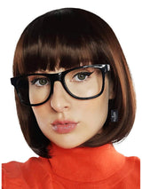 Brown Bob With Bangs & Glasses costume wig, photo 1 of 3