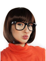 Brown Bob With Bangs & Glasses costume wig, photo 1 of 3