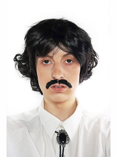 70s Black Shag Wig & Moustache costume wig, photo 1 of 4