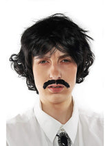 70s Black Shag Wig & Moustache costume wig, photo 1 of 4