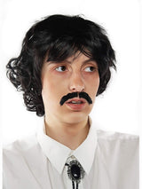 70s Black Shag Wig & Moustache costume wig, photo 1 of 4
