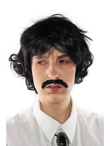 70s Black Shag Wig & Moustache costume wig, photo 1 of 4