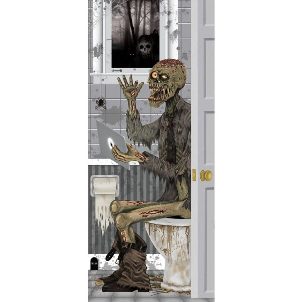 30” x 72” Creepy Look Door Cover Zombie Toilet