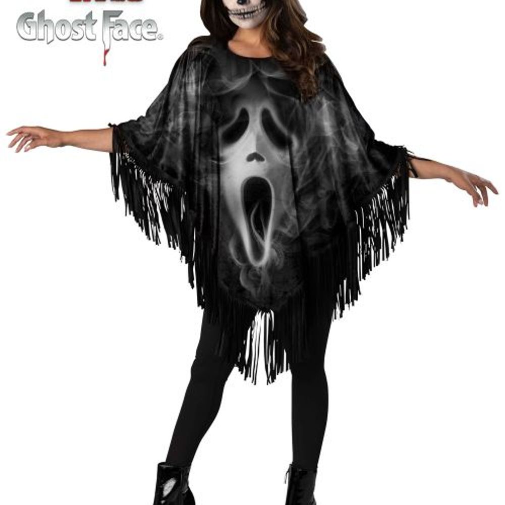Ghost Face Fringe Poncho O/S
