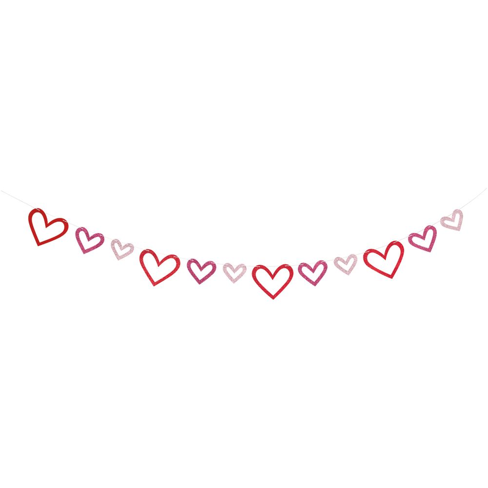Glitter Heart Cutout Banner, 8'