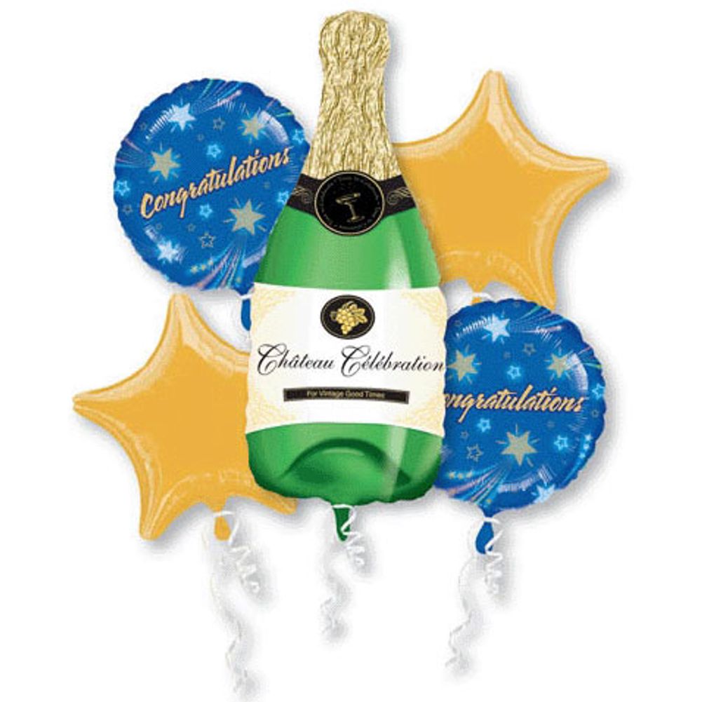 Champagne Bottle Bouquet of Balloons (5pc)