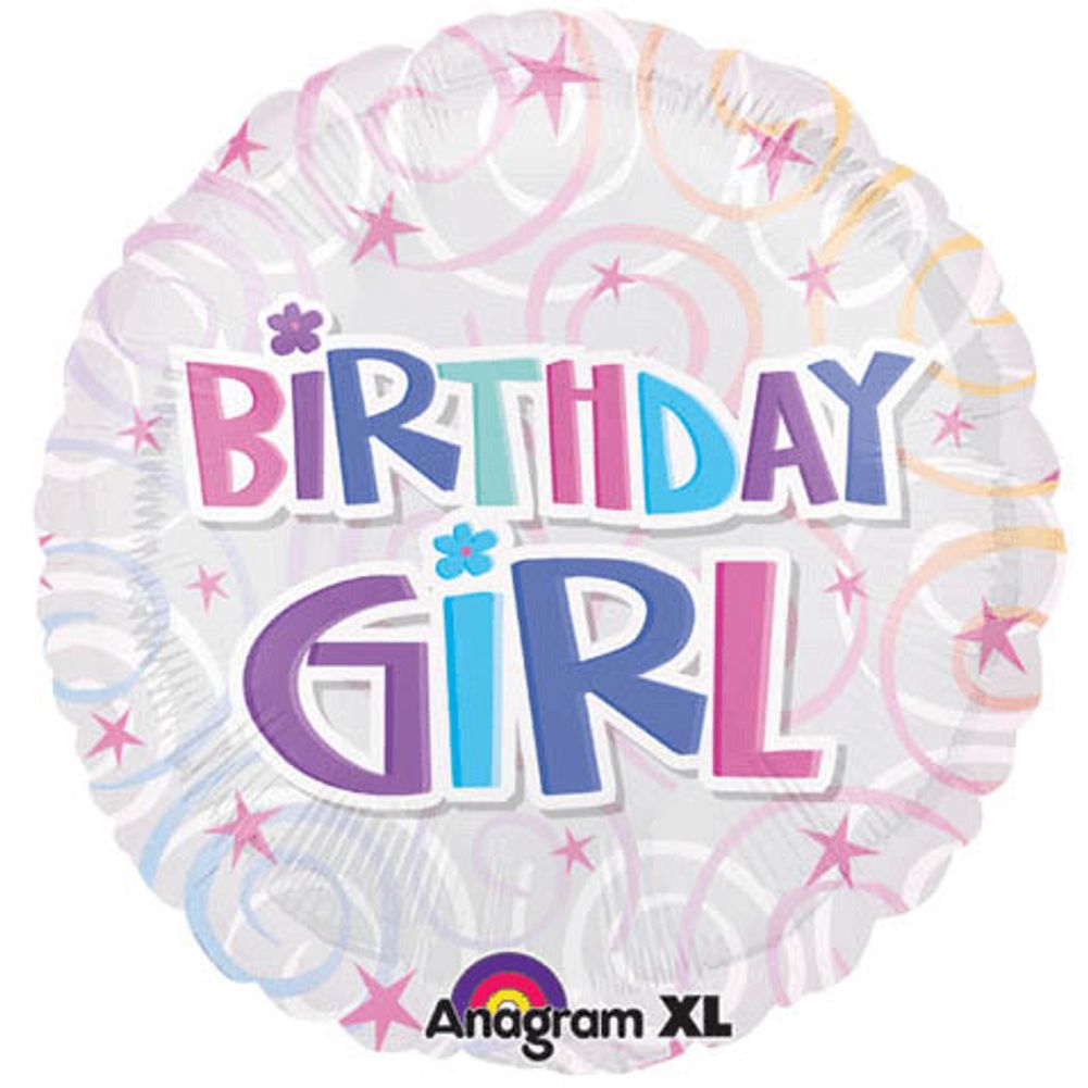 18" Birthday Girl Swirls