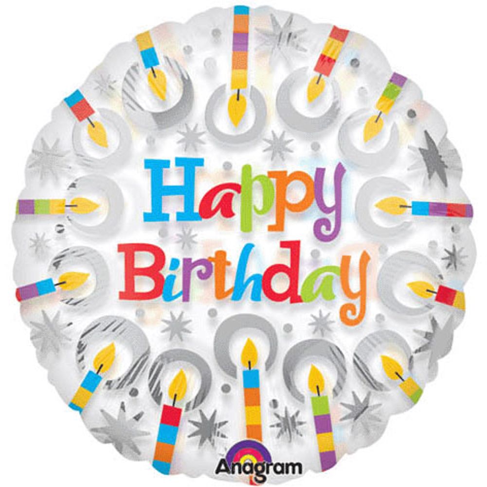 18" Birthday Candles Clearly Metallic