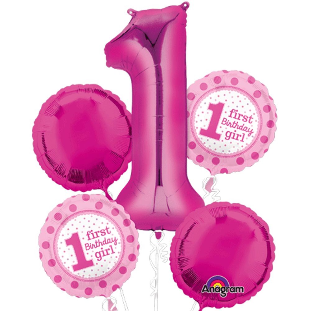 1ST BIRTHDAY GIRL BOUQUET OF BALLOONS