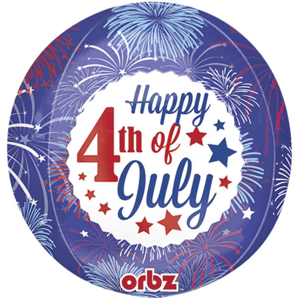 15" 4th of July Fireworks Clear Orbz Balloon