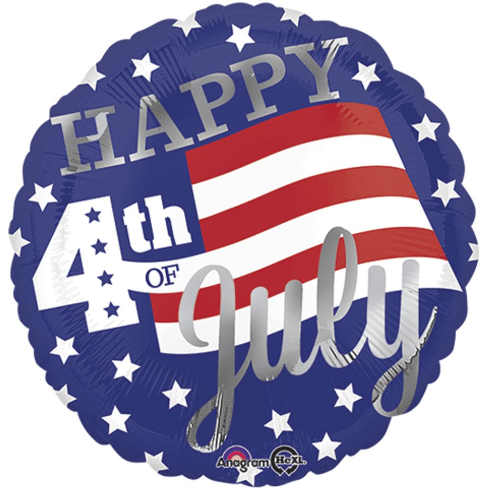 18" Happy 4th Stars & Stripes Foil Balloon