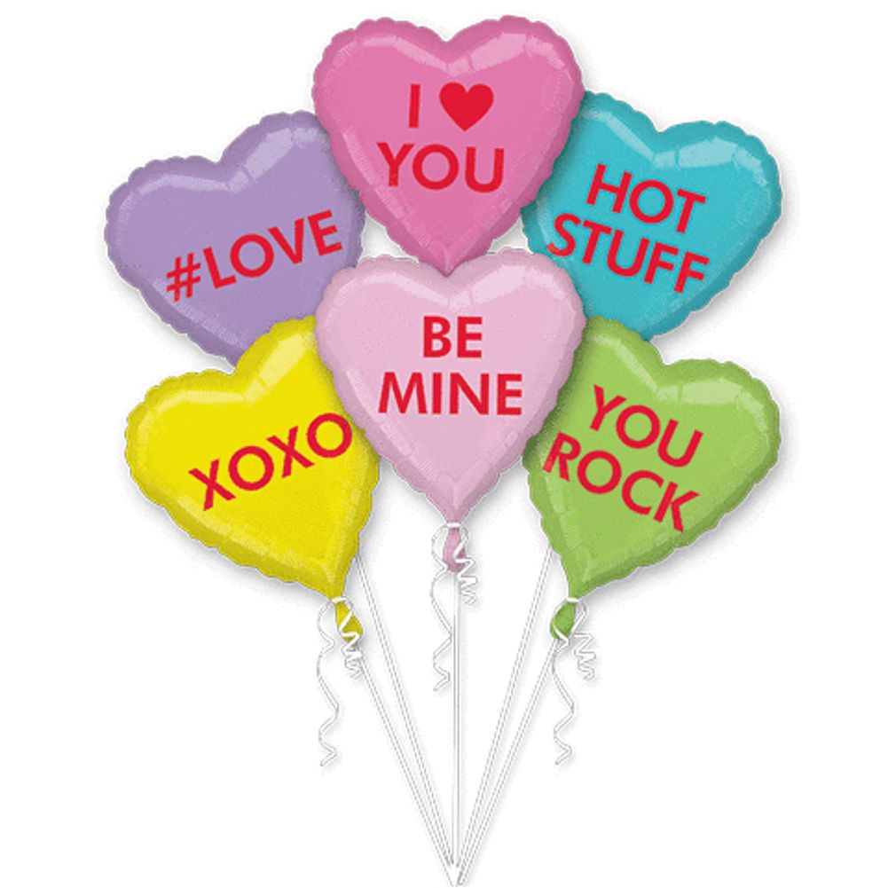 Candy Hearts Bouquet Of Balloons Foil Balloon (1ct)