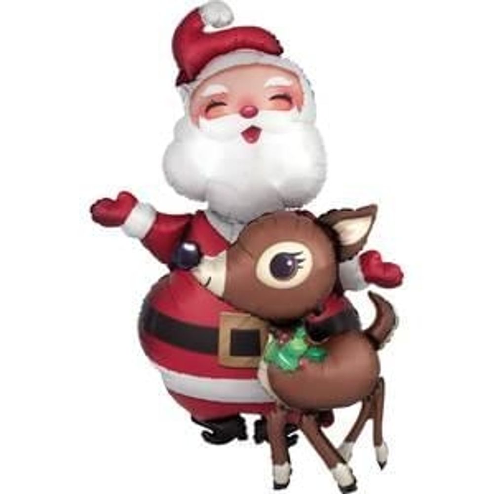 Santa & Reindeer Air Walker Foil Balloon