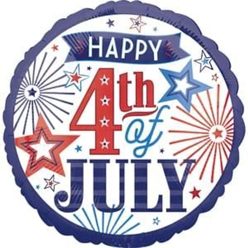 18" Happy Fourth Foil Balloon