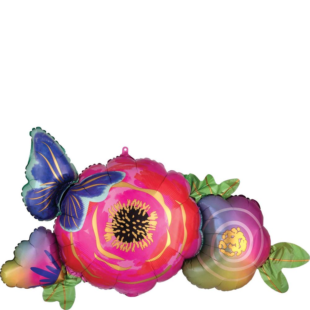 Flowers & Butterfly Foil Super Shape Balloon (1ct)