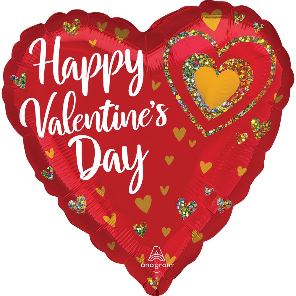 18" Glitter Hearts Happy Valentine's Day Foil Balloon (1ct)