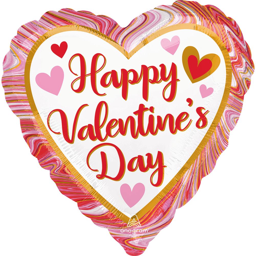18" Marbled Happy Valentine's Day Foil Balloon (1ct)