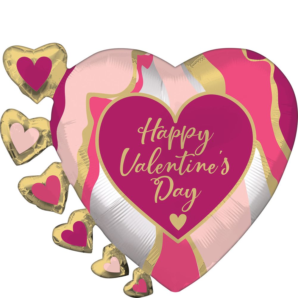 29" Happy Valentine's Day Satin Abstract Marble Super Shape Foil Balloon (1ct)