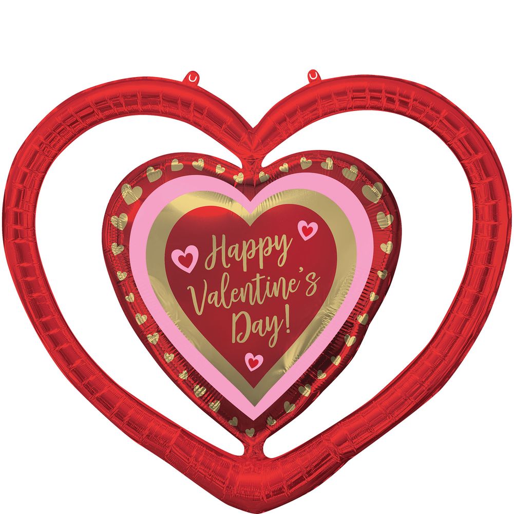 31" Happy Valentine's Day Golden Hearts Open Heart Super Shape Foil Balloon (1ct)