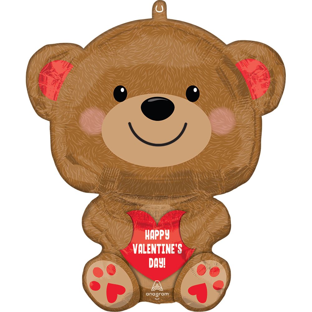 18" Happy Valentine's Day Cuddly Bear Shape Foil Balloon (1ct)