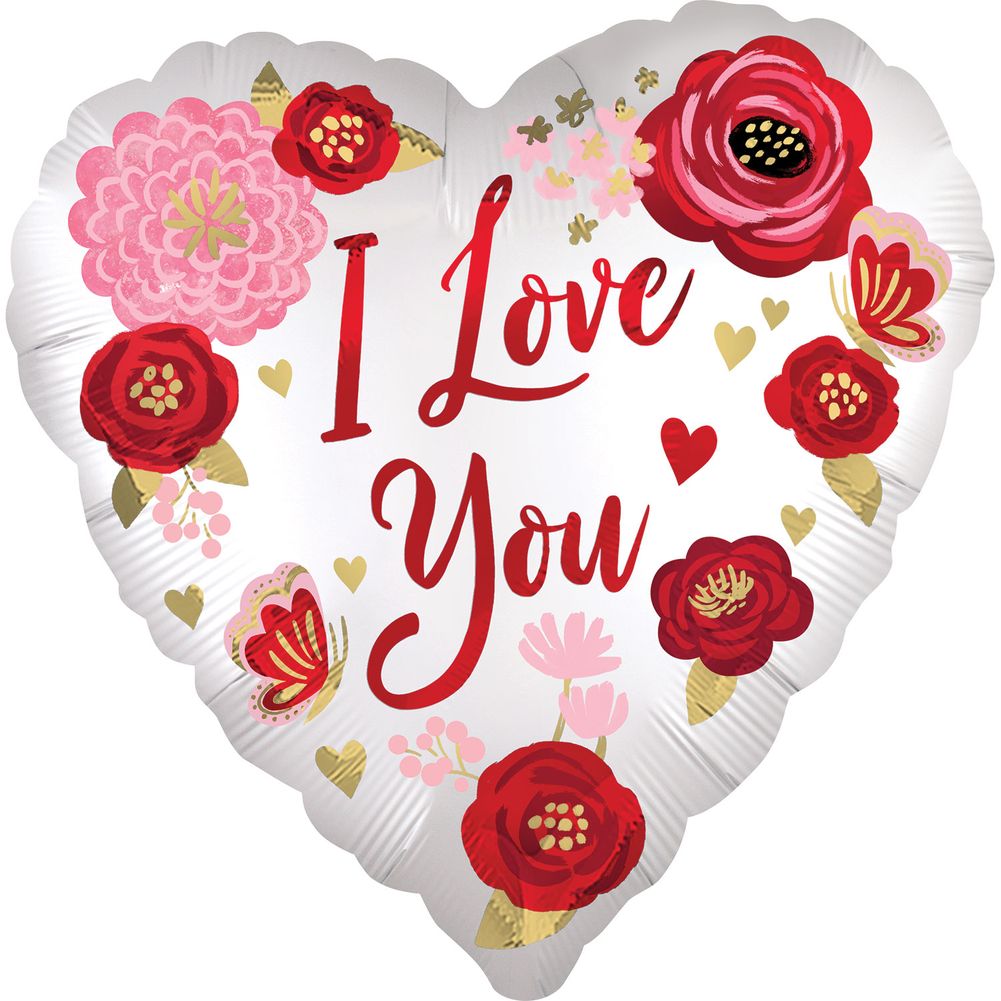 18" Satin Love You Flowers Foil Balloon (1ct)