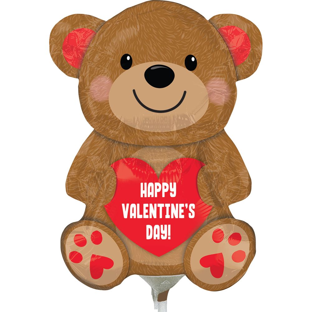 9" Happy Valentine's Day Cuddly Bear Mini Shape Foil Balloon (1ct)