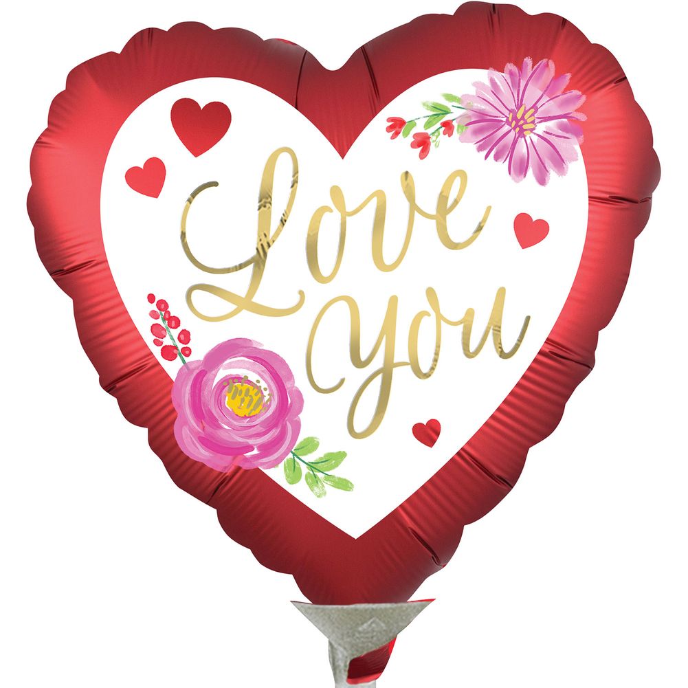 4" Satin Love Watercolor Floral Micro Foil Balloon (1ct)