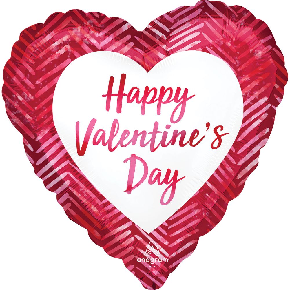 18" Happy Valentine's Day Ribbed Lines Foil Balloon (1ct)