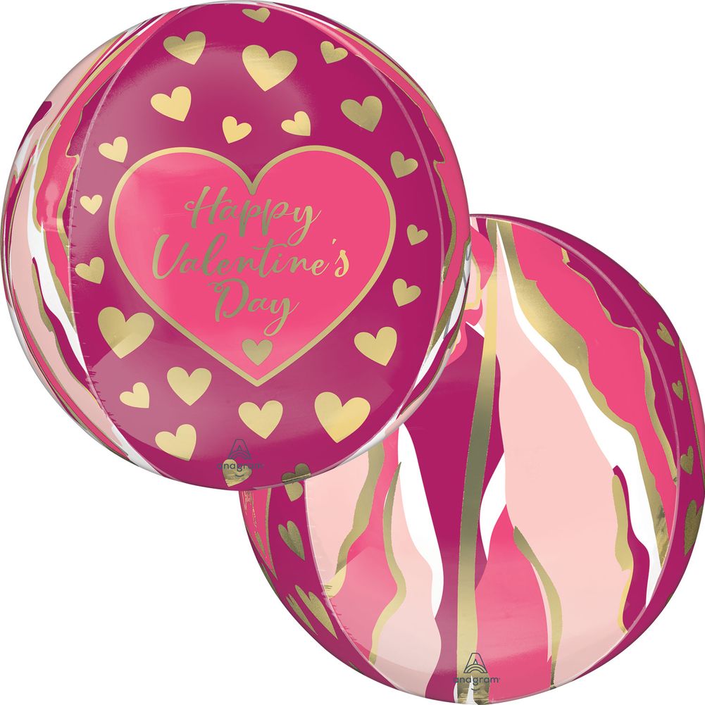 15" Happy Valentine's Day Abstract Marble Orbz Foil Balloon (1ct)