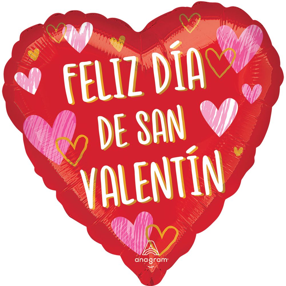 18" Feliz Dia De San Valentin Sketched Impressions Foil Balloon (1ct)