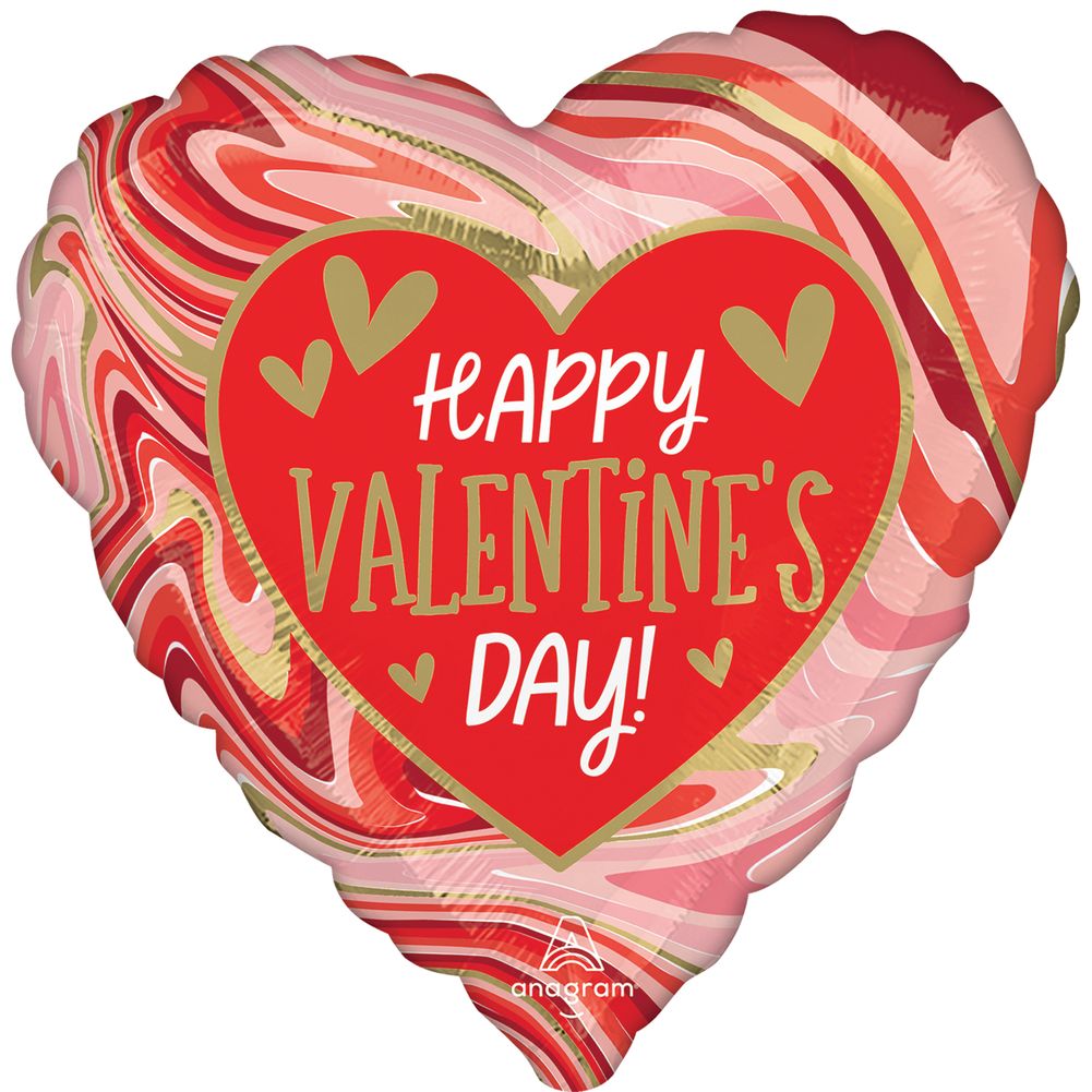 18" Happy Valentine's Day Twisty Marble Foil Balloon (1ct)