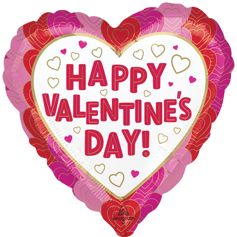 18" Happy Valentine's Day Wrapped In Hearts Foil Balloon (1ct)