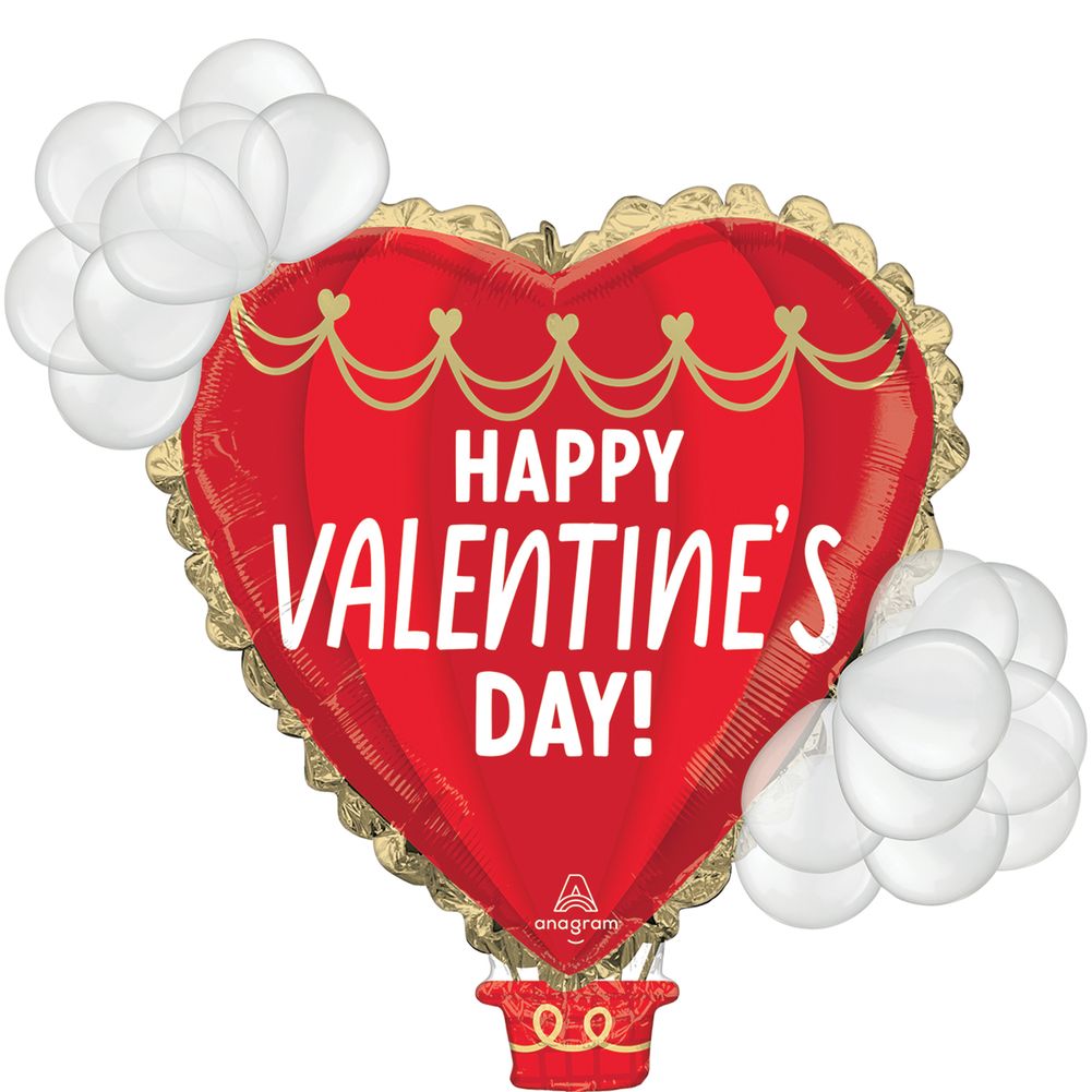 38" Happy Valentine's Day Hot Air Balloon Super Shape Foil Balloon (1ct)