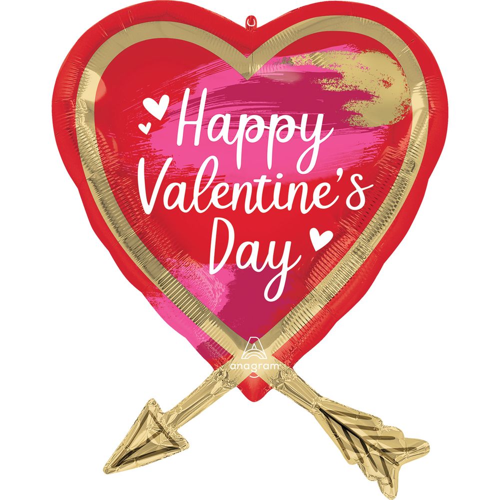 29" Happy Valentine's Day Artistic Touch Arrow Super Shape Foil Balloon (1ct)