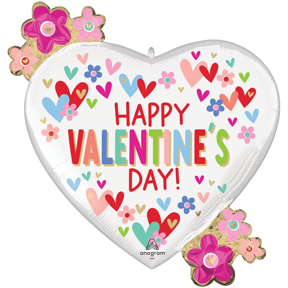 29" Valentine Hearts & Daisies Super Shape Foil Balloon (1ct)