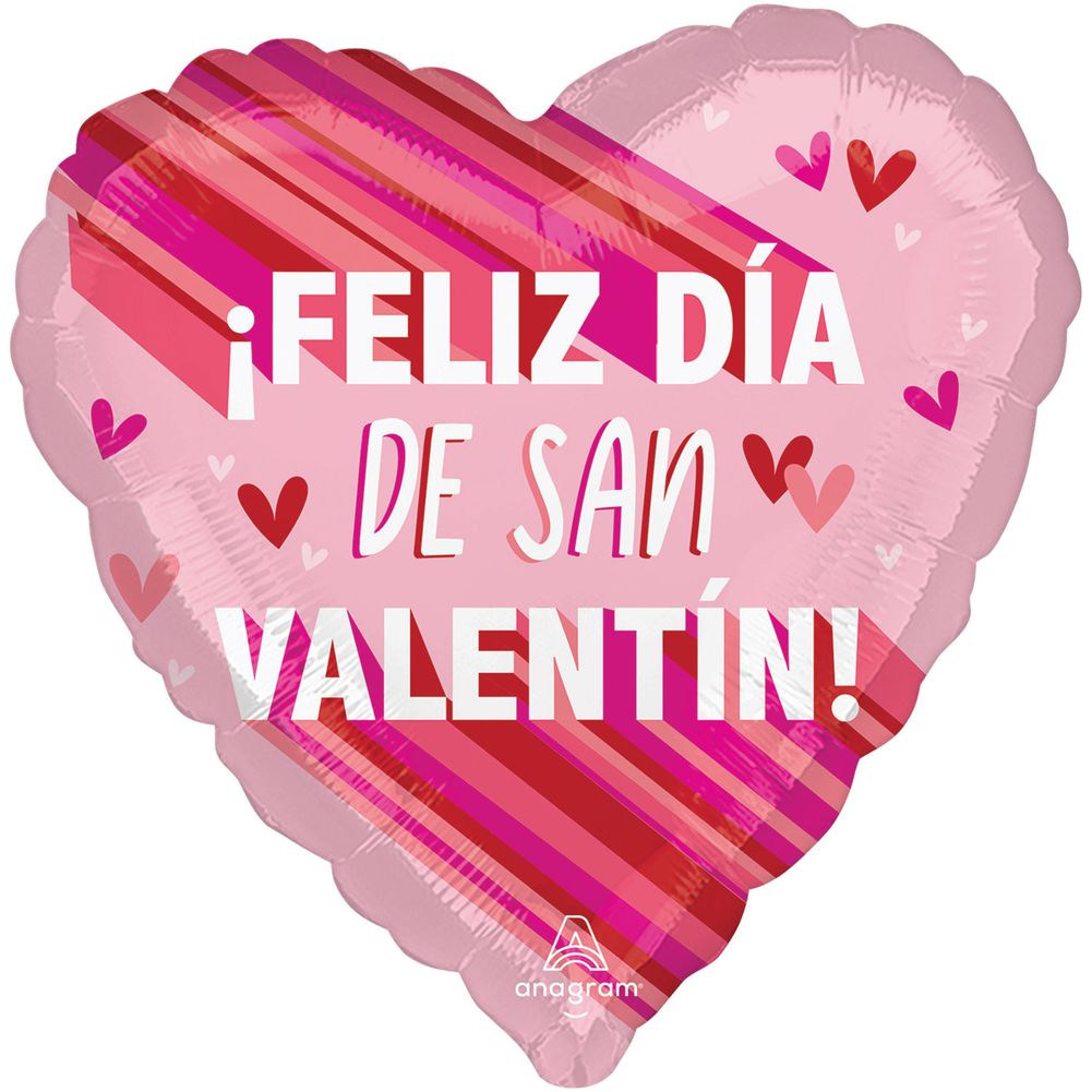 28" Feliz Dia De San Valentin Stripes Jumbo Foil Balloon (1ct)