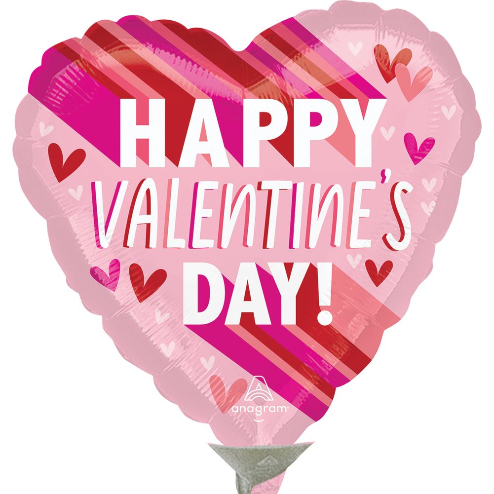 9" Happy Valentine's Day Stripes On Stripes Mini Foil Balloon (1ct)