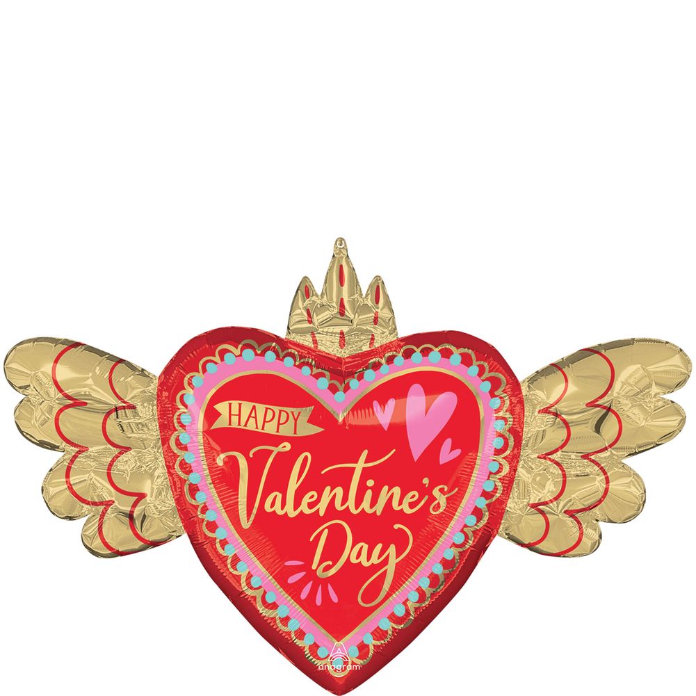 37" Artistic Affection Happy Valentine's Day Wings Super Shape Foil Balloon (1ct)