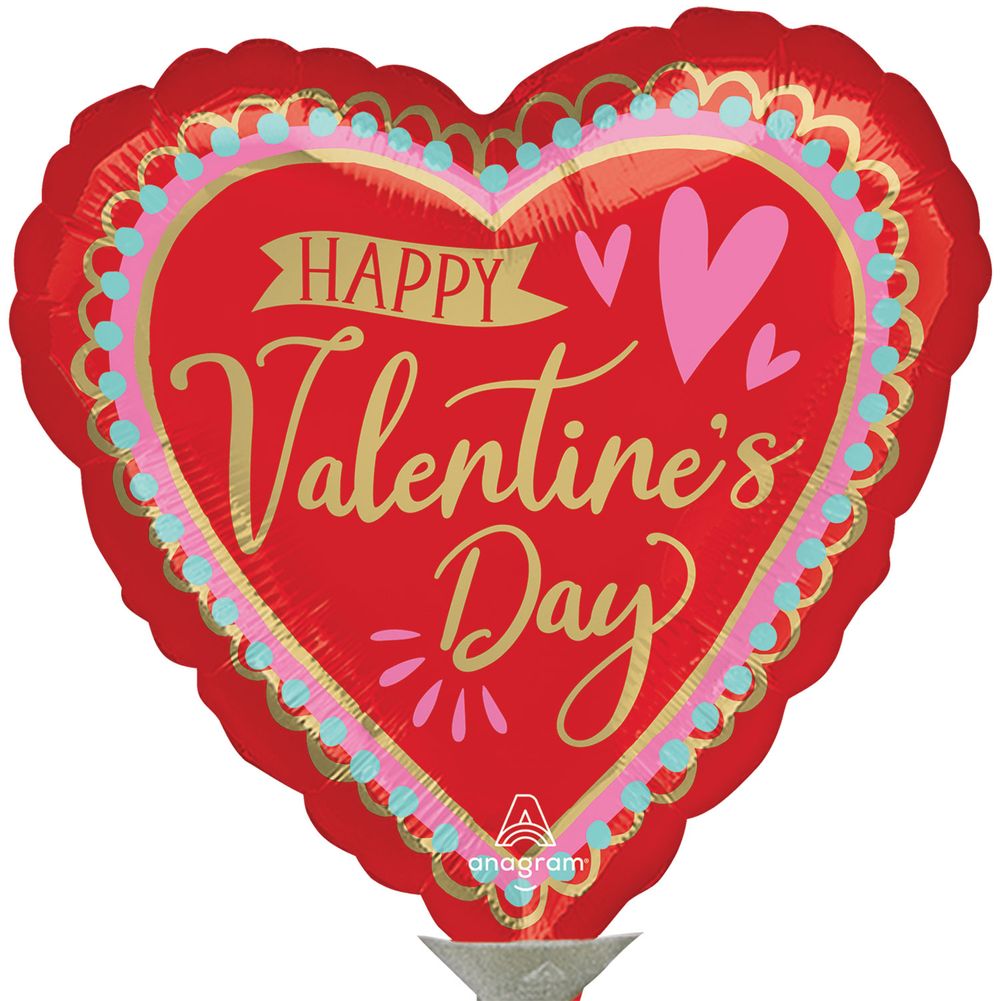 4" Happy Valentine's Day Artistic Affection Micro Foil Balloon (1ct)