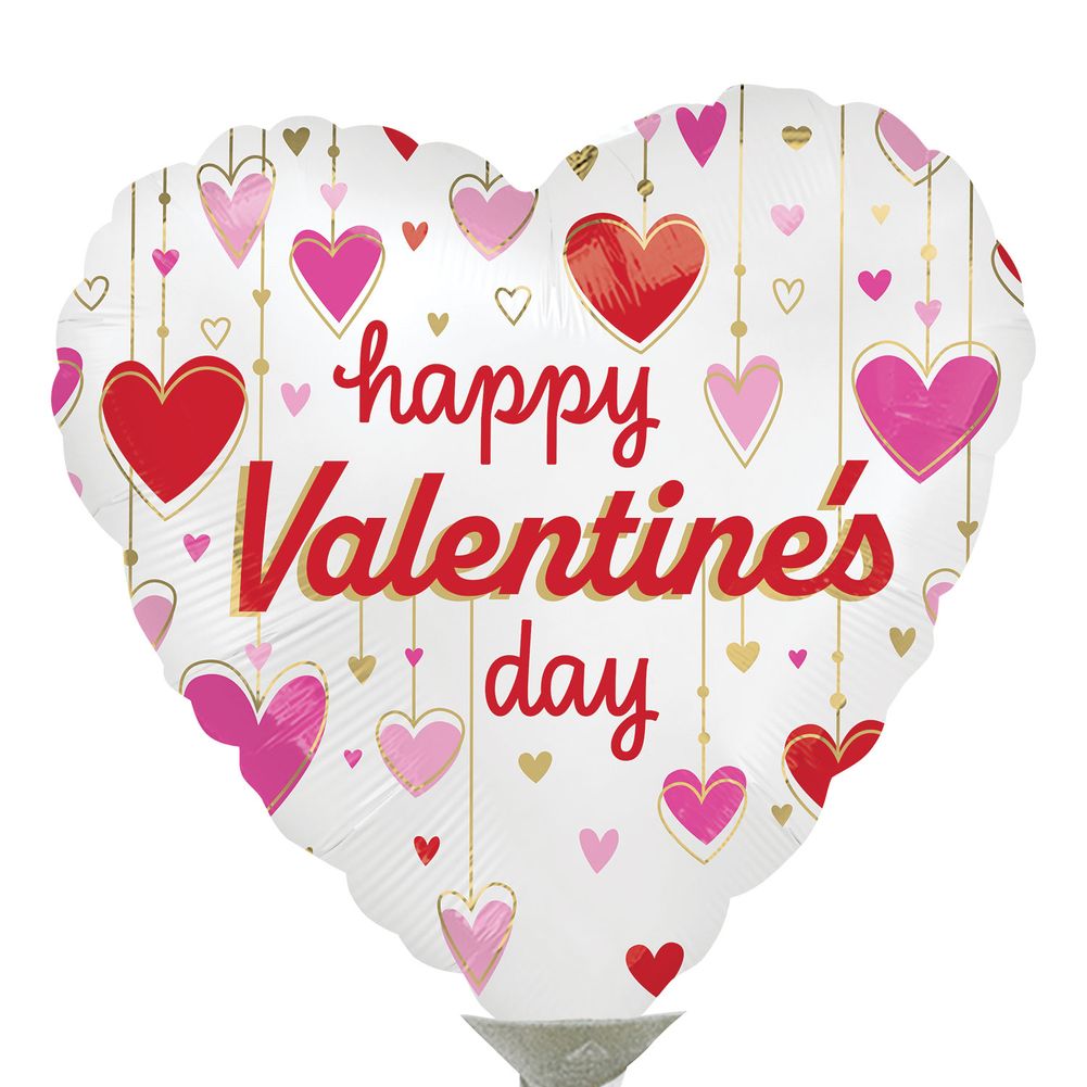 4" Happy Valentine's Day Satin Dangling Hearts Micro Foil Balloon (1ct)