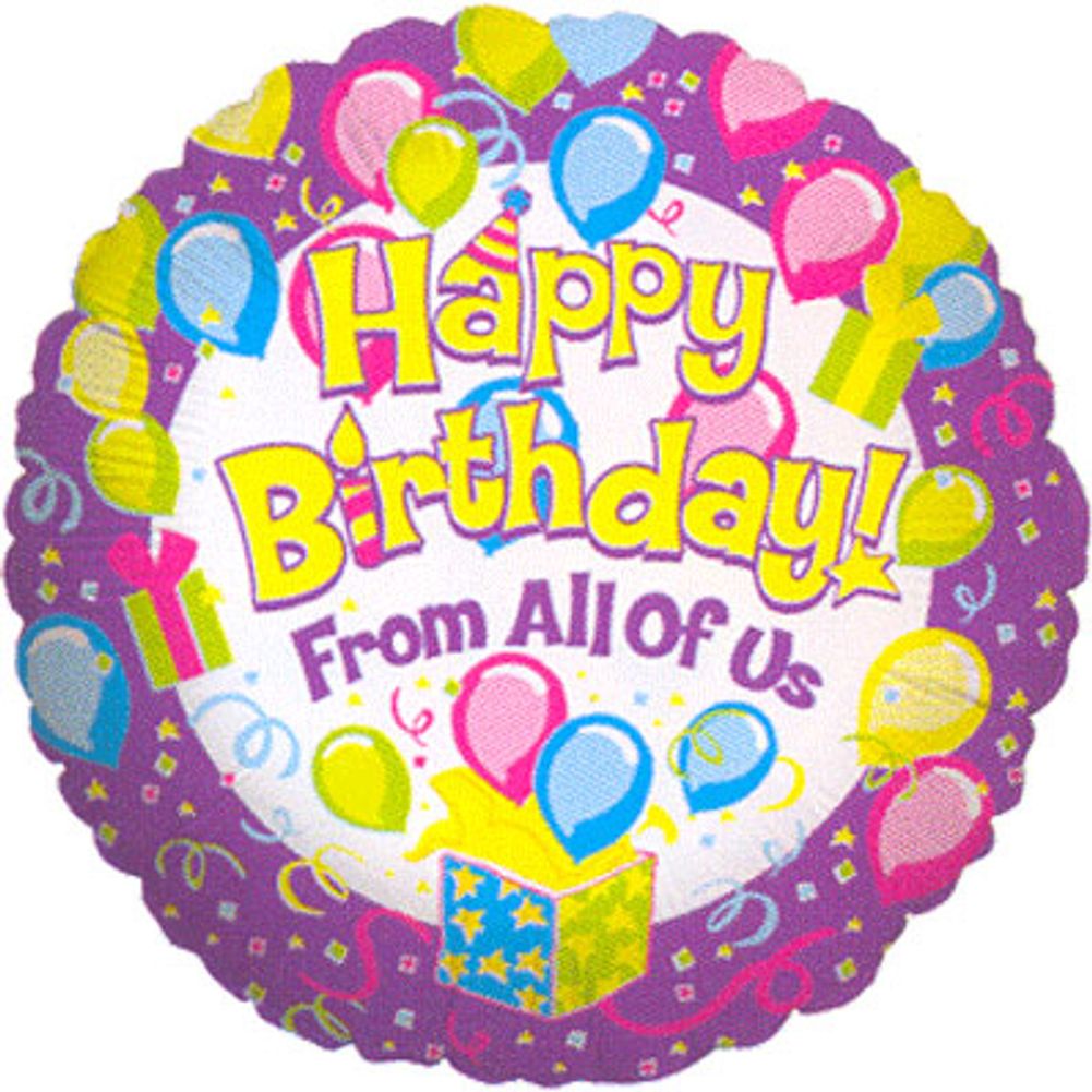 18" Birthday From All Of Us 1 Side