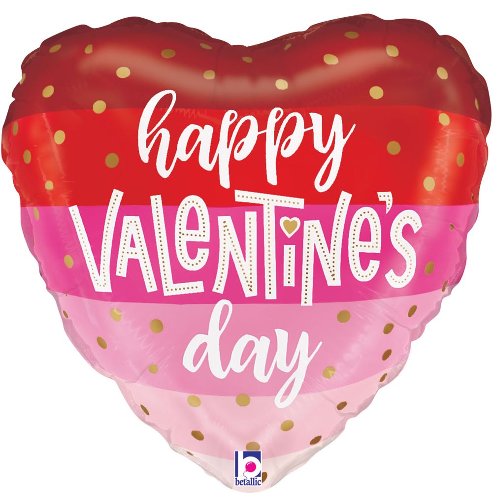 9" Satin Stripes Valentine Heart Mini Foil Balloon (1ct)