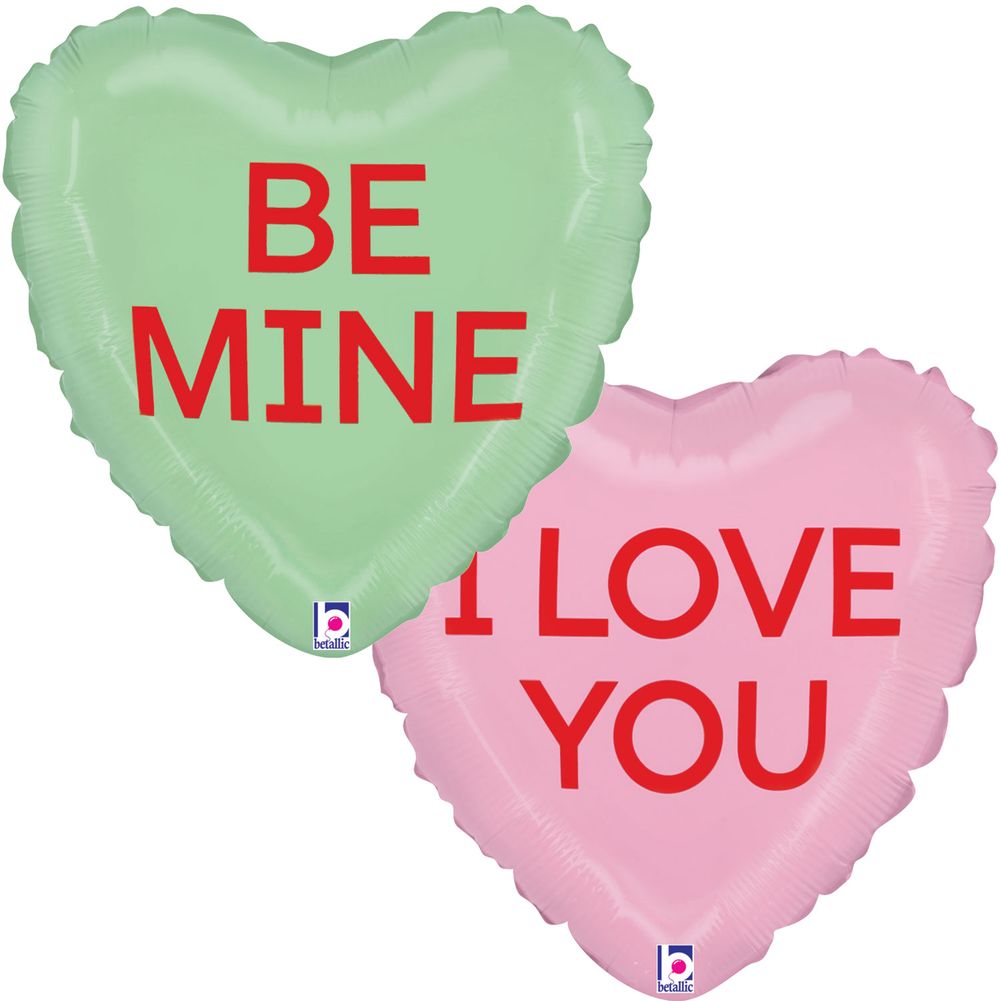 9" Conversation Heart Pink & Green Mini Foil Balloon (1ct)