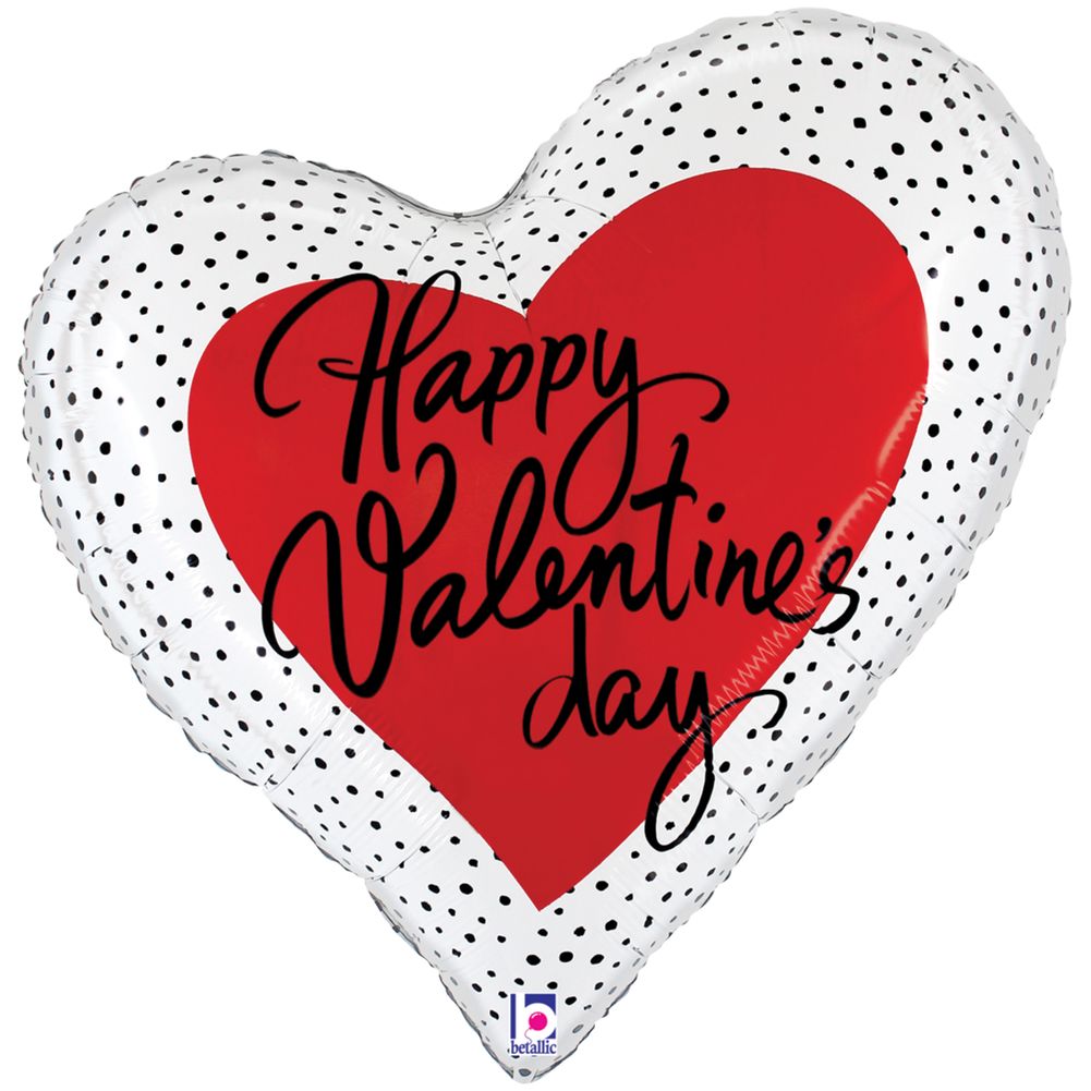 35" Valentine Dots Heart Shape Foil Balloon (1ct)