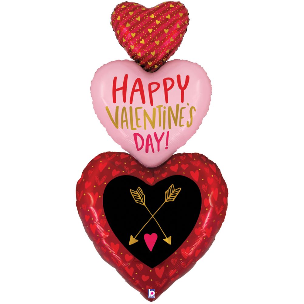 5' Special Delivery Valentine Heart Trio Foil Balloon (1ct)