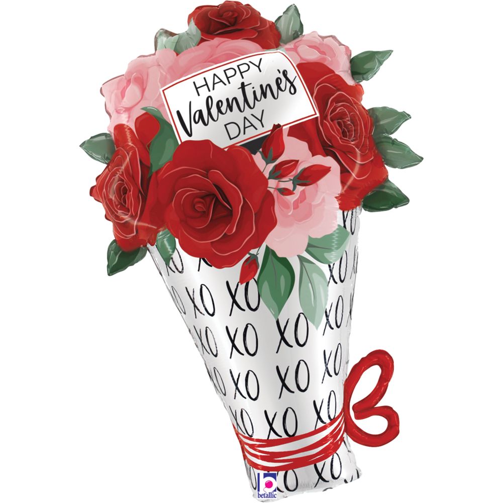 30" Satin Valentine Rose Bouquet Foil Balloon (1ct)