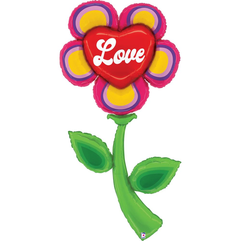 63" Fresh Pick Retro Love Flower Foil Balloon (1ct)