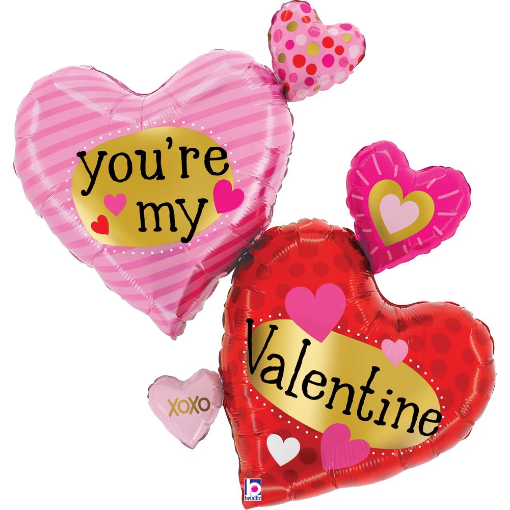 30" Valentine Pattern Multi Hearts Foil Balloon (1ct)