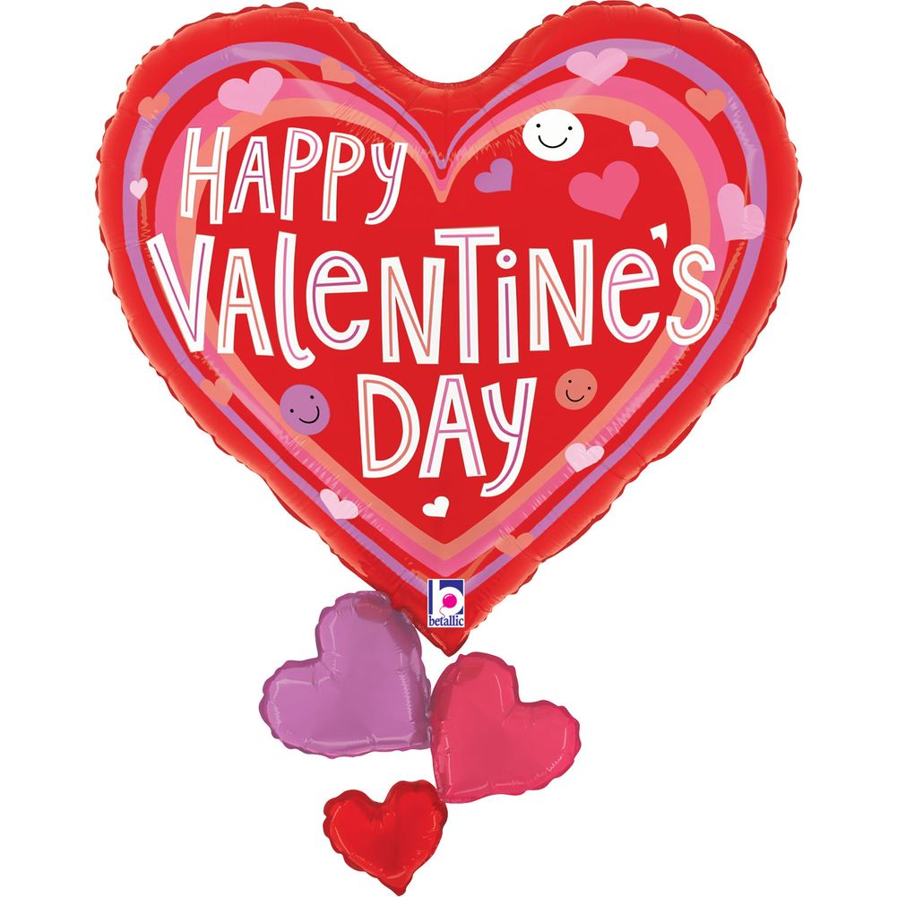 28" Smiley Valentine Hearts Foil Balloon (1ct)