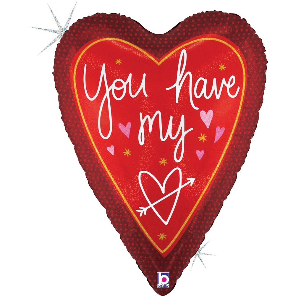 26" Elegant You Have My Heart Glitter Holographic Foil Balloon (1ct)